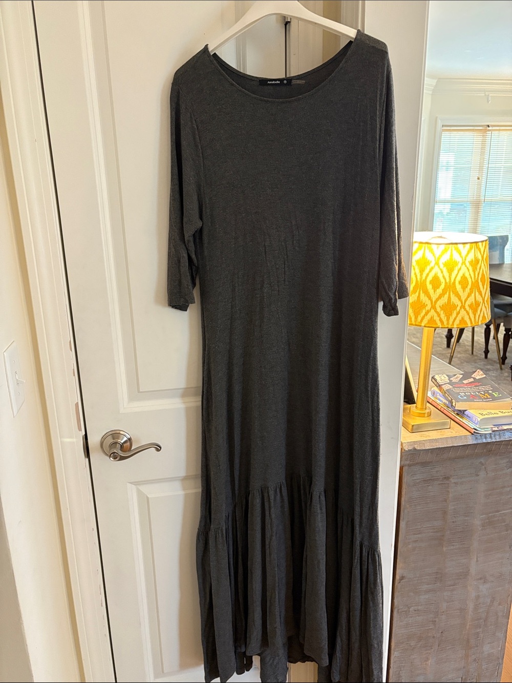 Annabelle Women's Charcoal Gray Tiered Maxi Dress Hi low